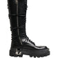 Dolce & Gabbana Black Leather Knee High Combat Boots Shoes