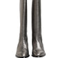 Dolce & Gabbana Metallic Silver Leather Knee High Boots Shoes