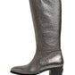 Dolce & Gabbana Metallic Silver Leather Knee High Boots Shoes