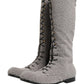 Dolce & Gabbana Gray Shearling Lace Up Knee High Boots Shoes