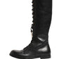Dolce & Gabbana Re-Edition Black Leather Lace Up Boots Shoes