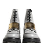 Dolce & Gabbana Gray Leather Logo Plaque Ankle Boots Shoes