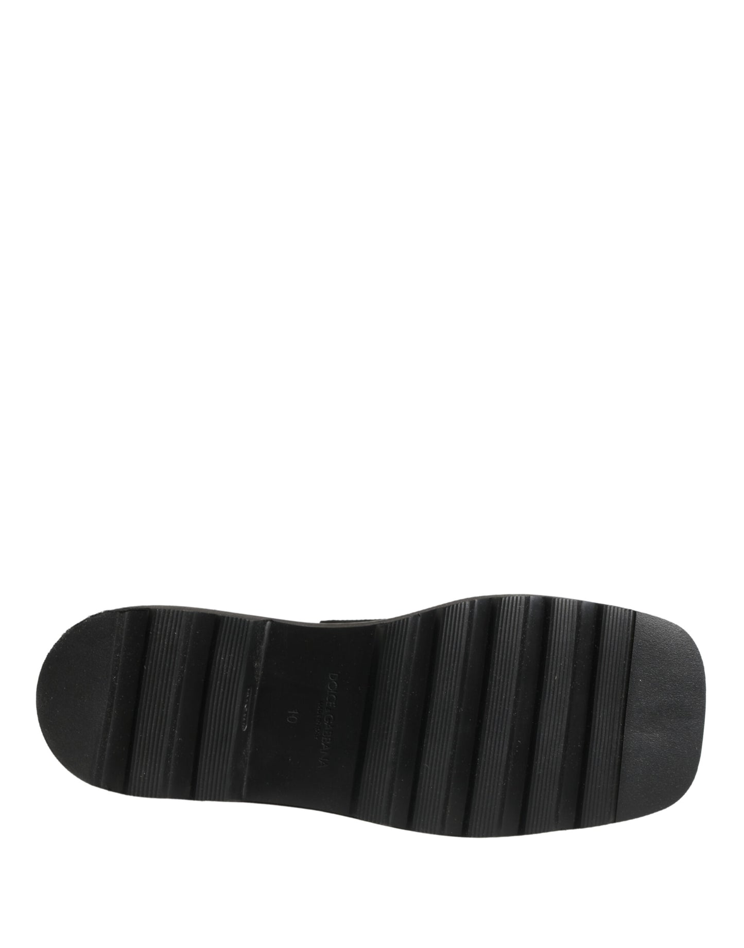 Dolce & Gabbana Black Leather Logo Plaque Ankle Boots Shoes