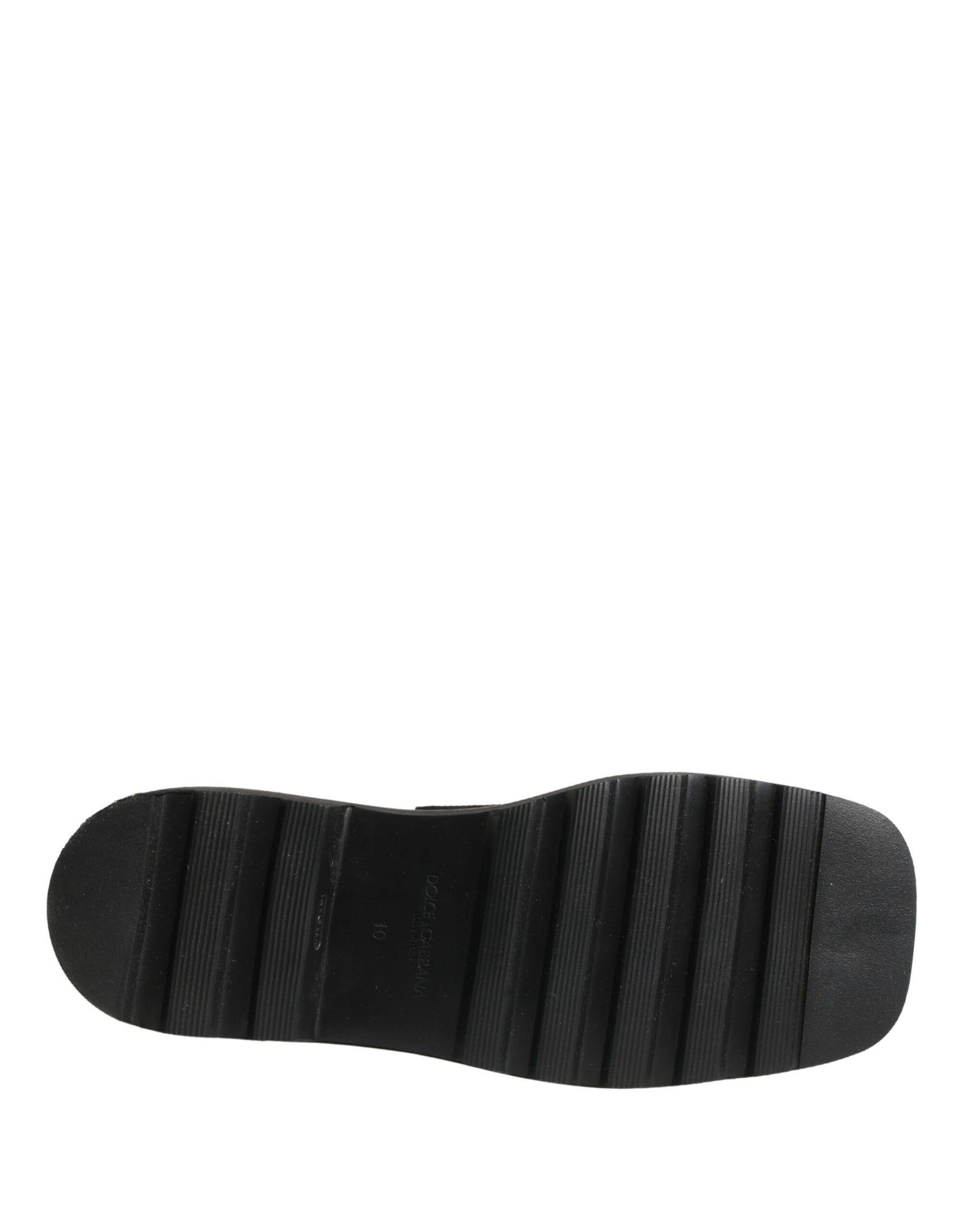 Dolce & Gabbana Black Leather Logo Plaque Ankle Boots Shoes