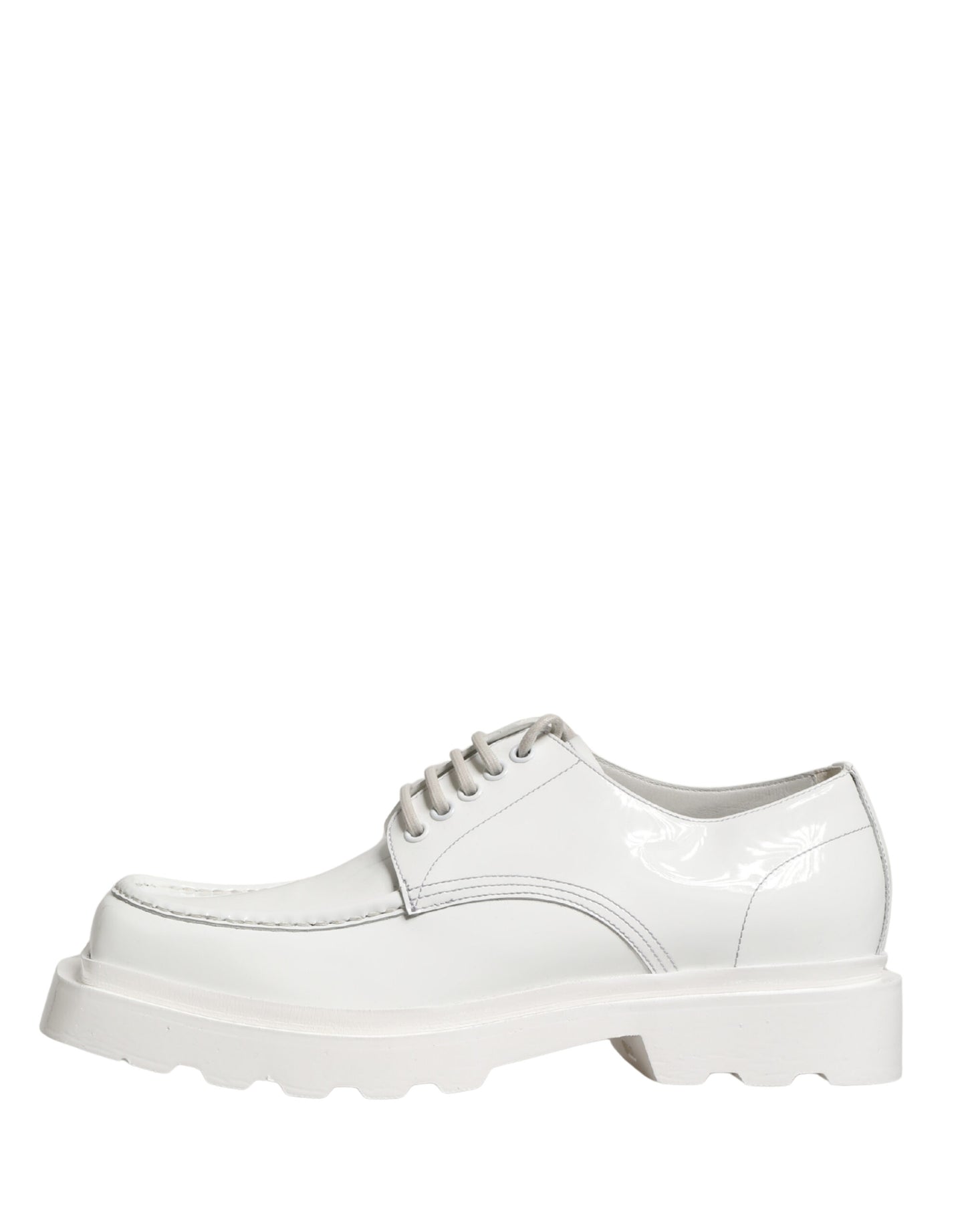 Dolce & Gabbana White Leather Chunky Sole Derby Shoes