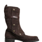 Dolce & Gabbana Brown Suede Leather Combat Ankle Boots  Shoes