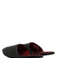 Dolce & Gabbana Dark Grey Charcoal Wool Red Slippers Shoes