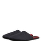 Dolce & Gabbana Dark Navy Wool Cotton Red Chevron Slippers Shoes
