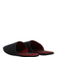 Dolce & Gabbana Dark Navy Wool Cotton Red Chevron Slippers Shoes
