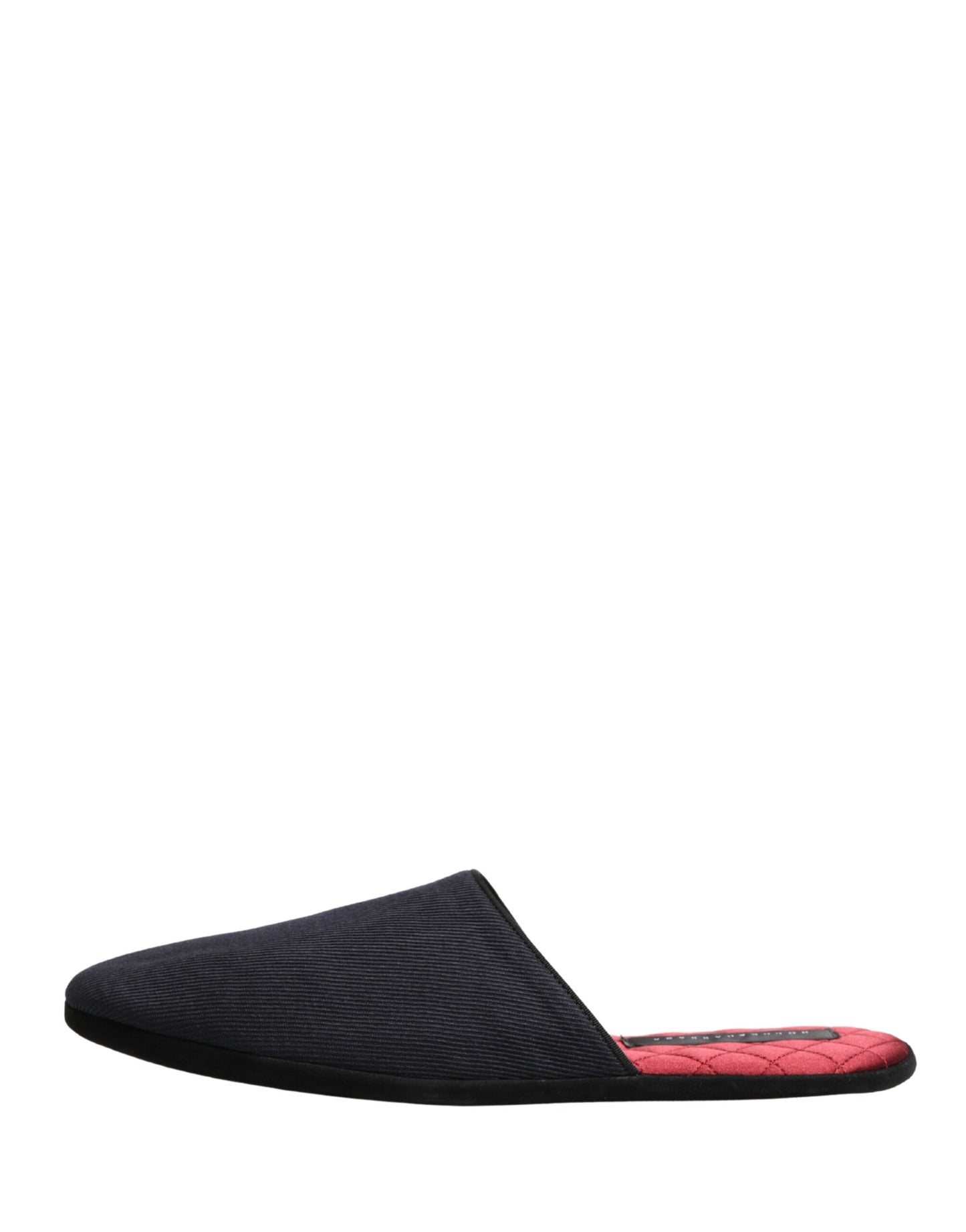 Dolce & Gabbana Dark Navy Wool Cotton Red Chevron Slippers Shoes