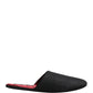 Dolce & Gabbana Anthracite Wool Cashmere Quilted Slippers Shoes