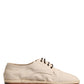 Dolce & Gabbana Beige Espadrille Sole Lace Up Canvas Derby Shoes