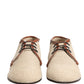 Dolce & Gabbana Beige Canvas Lace-Up Men Dress Derby Shoes