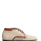 Dolce & Gabbana Beige Canvas Lace-Up Men Dress Derby Shoes