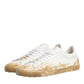 Dolce & Gabbana White Leather Paint Effect Low Top Sneakers  Shoes