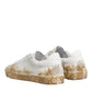 Dolce & Gabbana White Leather Paint Effect Low Top Sneakers  Shoes