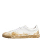 Dolce & Gabbana White Leather Paint Effect Low Top Sneakers  Shoes