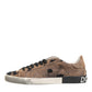 Dolce & Gabbana Brown Black Patch Denim Low Top Sneakers Shoes