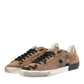 Dolce & Gabbana Brown Black Patch Denim Low Top Sneakers Shoes