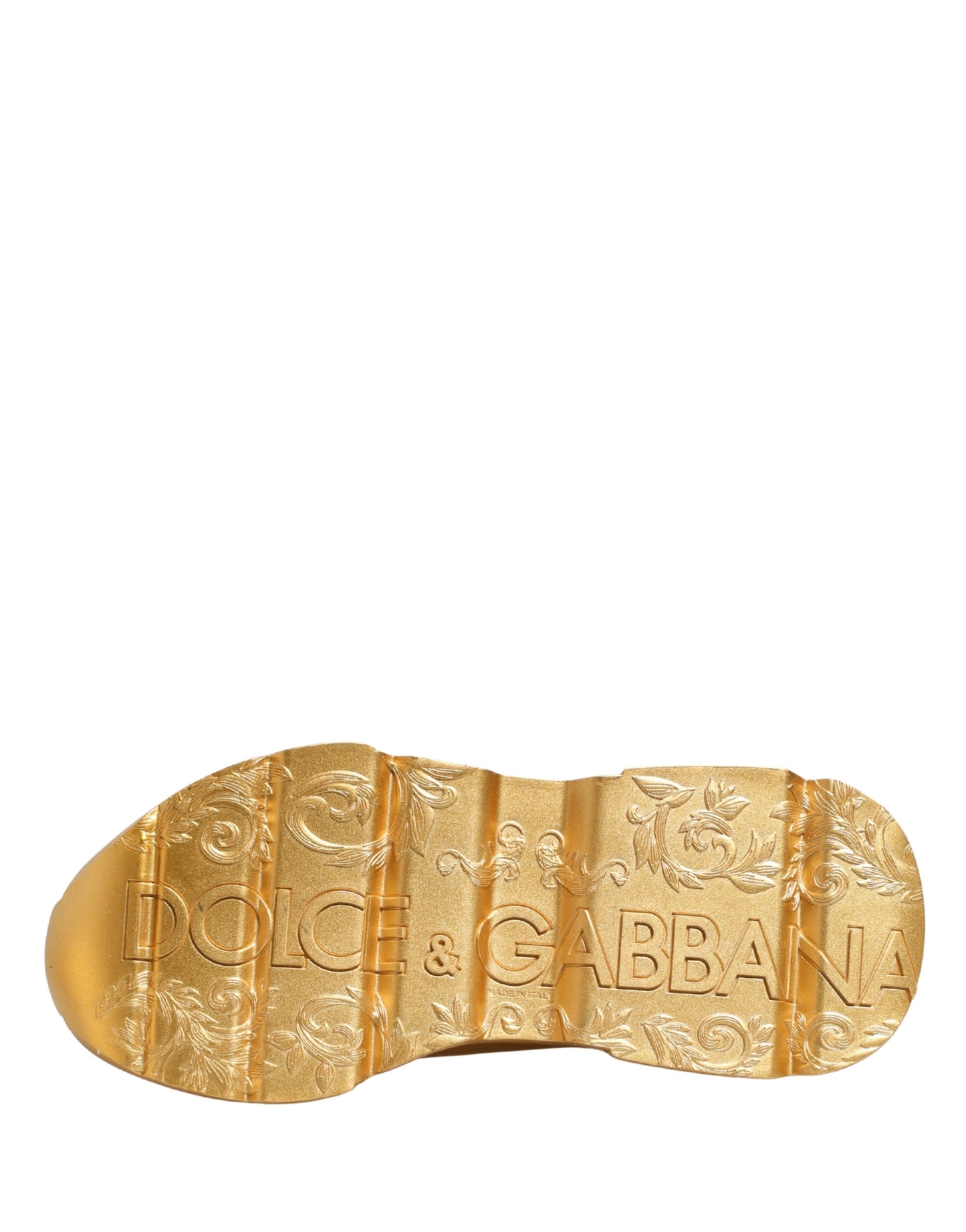 Dolce & Gabbana Gold Leather Daymaster Chunky Sneakers Shoes
