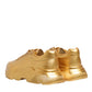 Dolce & Gabbana Gold Leather Daymaster Chunky Sneakers Shoes