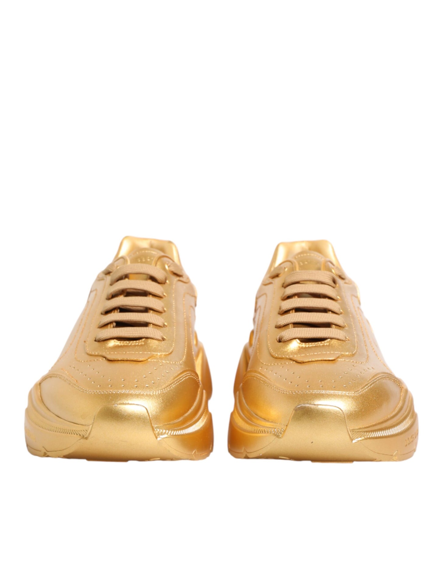 Dolce & Gabbana Gold Leather Daymaster Chunky Sneakers Shoes
