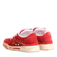Dolce & Gabbana Red White Suede DG Logo Low Top Sneakers Shoes
