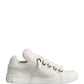 Dolce & Gabbana White Leather Shearling Fur Low Top Sneakers Shoes