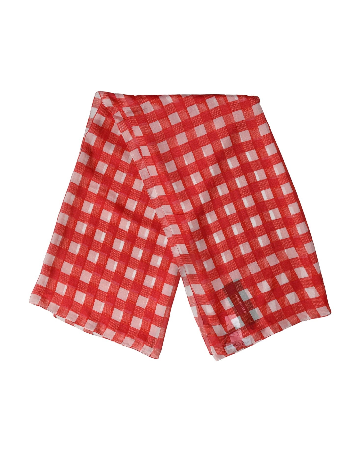 Dolce & Gabbana White Red Check Silk Wrap Foulard 118cm x 118cm Scarf