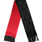 Dolce & Gabbana Red Black Silk Floral Fringe Neck Wrap Scarf