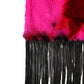 Dolce & Gabbana Pink Black Faux Fur Neck Wrap Fringes 200cm x 59cm Scarf