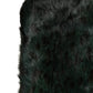 Dolce & Gabbana Black Green Stripe Fur Shawl Neck Wrap 180cm x49cm  Scarf