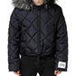 Dolce & Gabbana Black Quilted Fur Shearling Hooded  Jacket