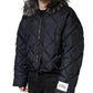Dolce & Gabbana Black Quilted Fur Shearling Hooded  Jacket