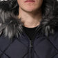 Dolce & Gabbana Black Quilted Fur Shearling Hooded  Jacket