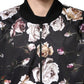 Dolce & Gabbana Black Floral Polyester Full Zip Bomber Jacket