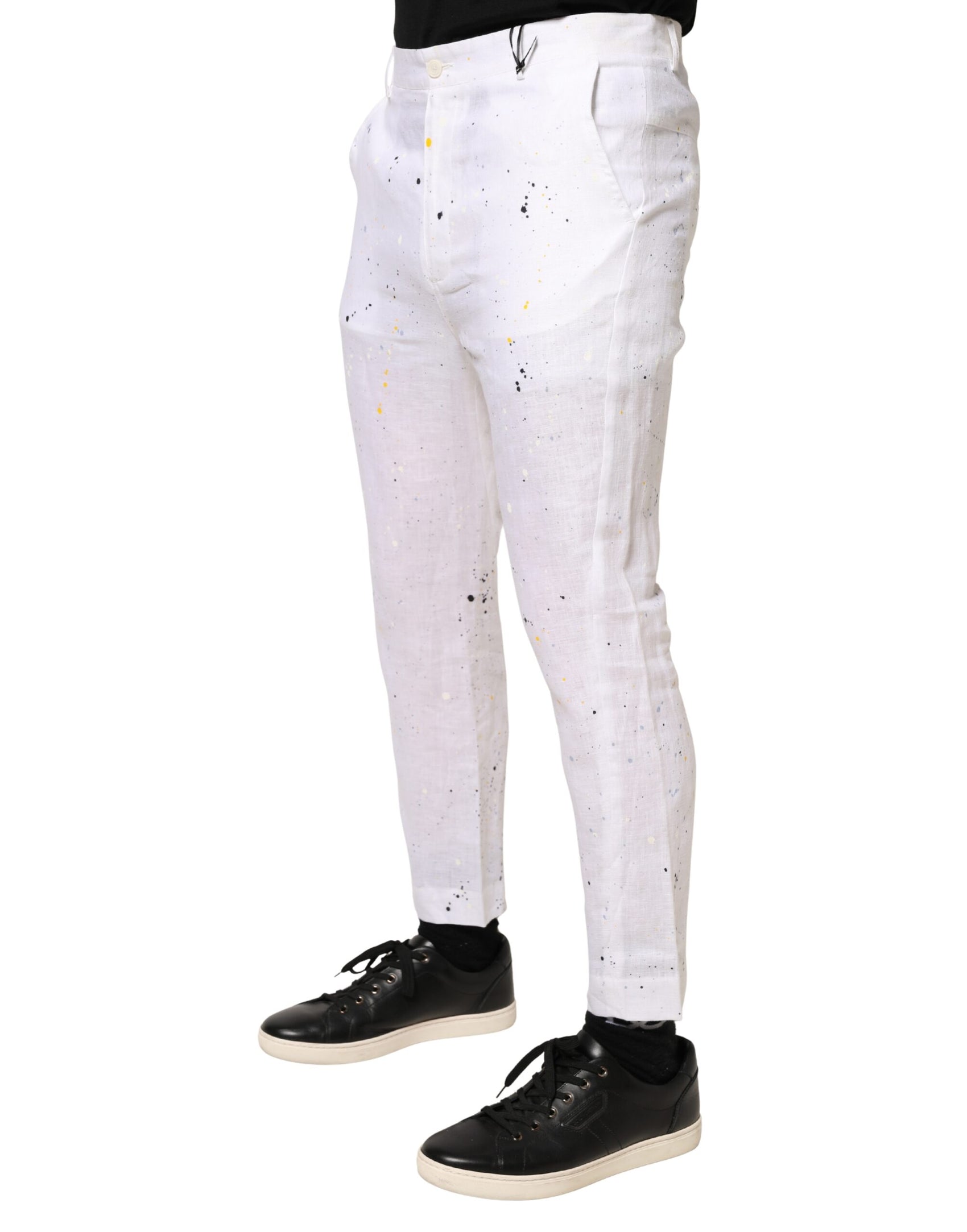 Daniele Alessandrini White Paint Print SkinnyFit Trouser Pants
