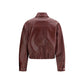 Versace Bordeaux Calf Leather Bos Taurus Leather Jacket