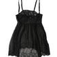 Dolce & Gabbana Black Silk Floral Lace Lingerie Top Underwear