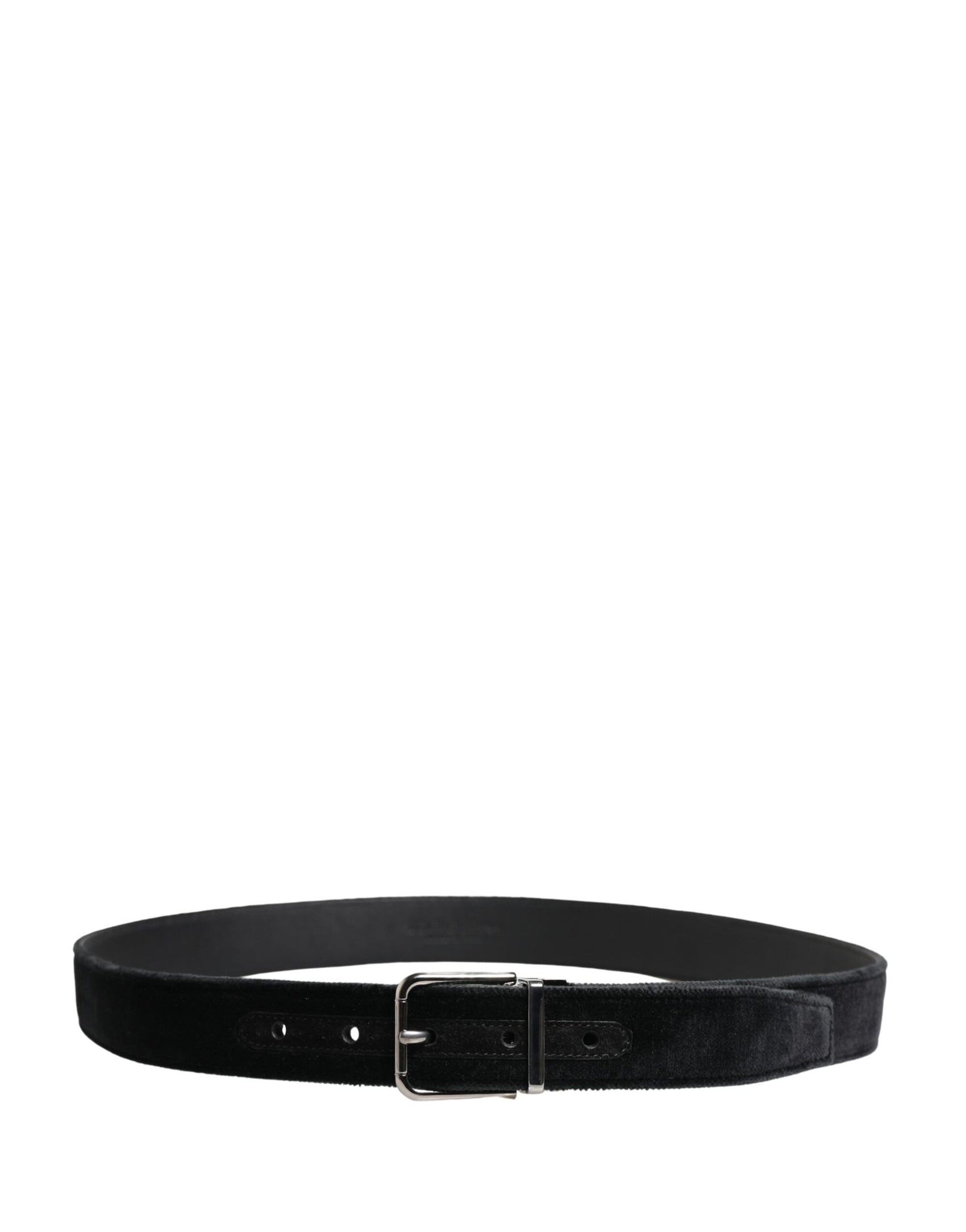 Dolce & Gabbana Black Suede Silver Tone Metal Buckle Men Belt
