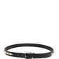 Dolce & Gabbana Black Leather Studded Silver Tone Buckle Belt