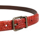 Dolce & Gabbana Red Leather Gold Tone Metal Buckle Men Belt