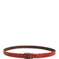 Dolce & Gabbana Red Leather Gold Tone Metal Buckle Men Belt