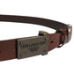 Dolce & Gabbana Brown Leather Logo Metal Buckle Men Belt