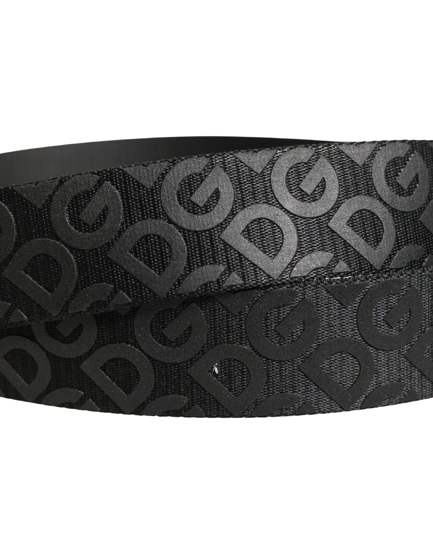 Dolce & Gabbana Black Logo Monogram Silver Metal Buckle Belt