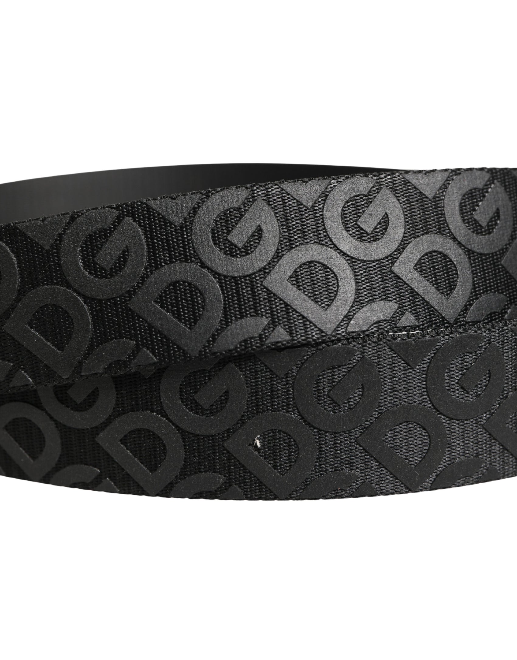 Dolce & Gabbana Black Logo Monogram Silver Metal Buckle Belt