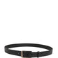 Dolce & Gabbana Black Calf Leather Silver Metal Buckle Belt