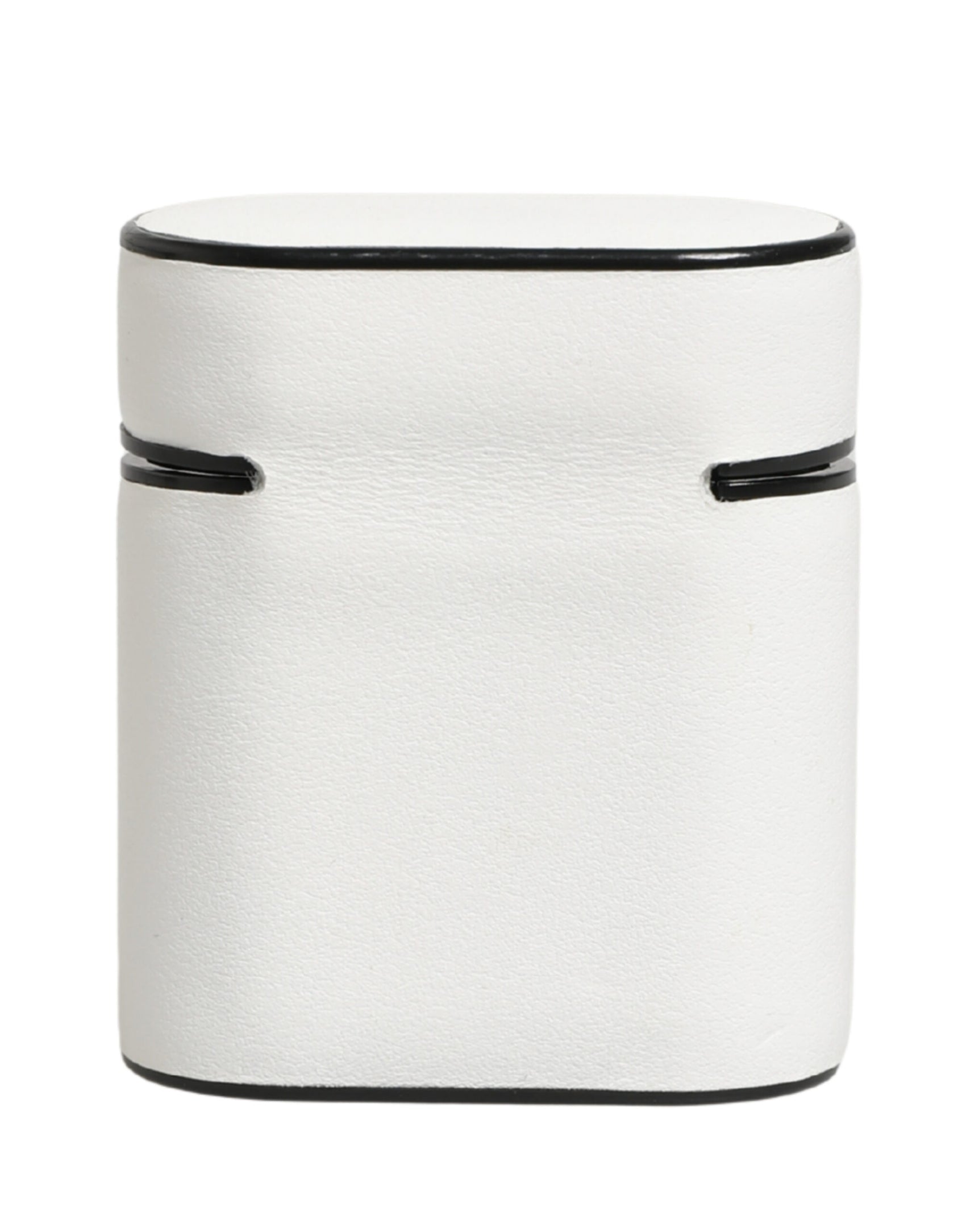 Dolce & Gabbana White Calf Leather Logo Print Flip Holder  Airpods Case