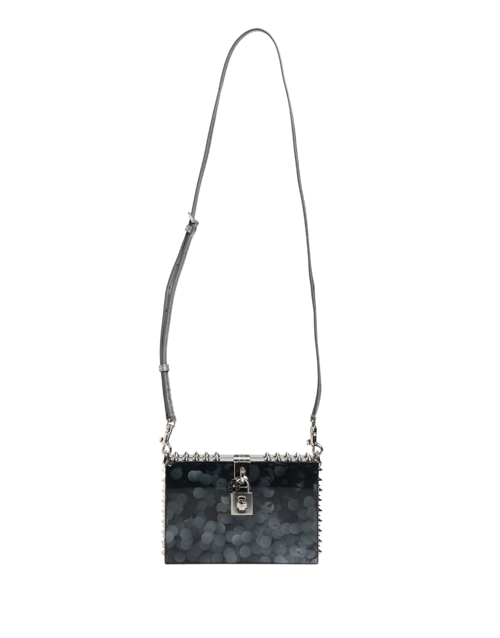 Dolce & Gabbana Black Acrylic Plexiglass Studded DOLCE BOX Clutch Bag