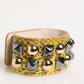 Dolce & Gabbana Yellow Leather Cuff Studded Embellished Bracelet